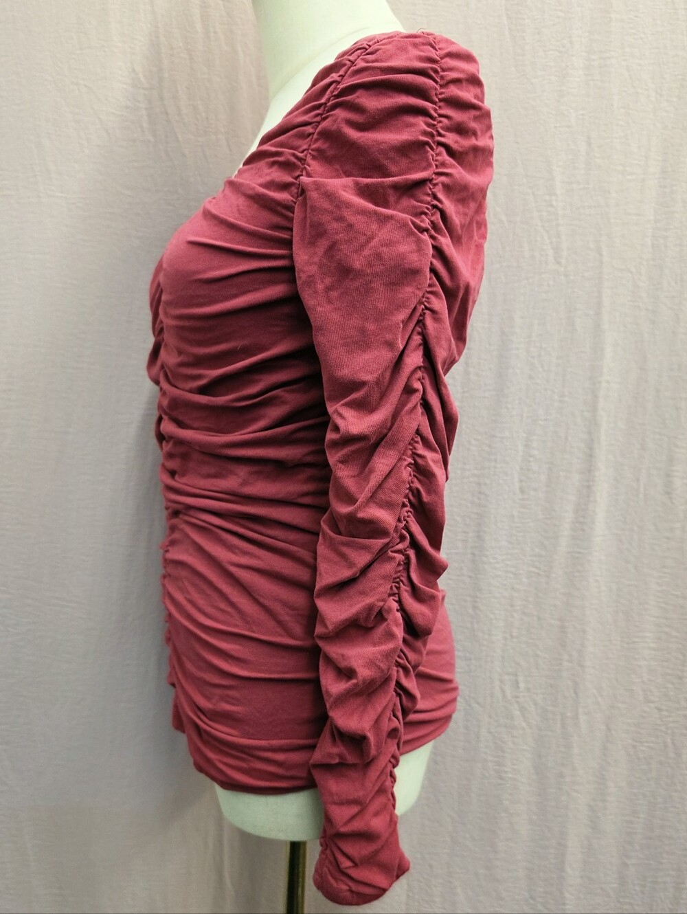 NWOT! Sundance Rosalind Ruched Long Sleeve Top- Raspberry Red, Small - Picture 5 of 7